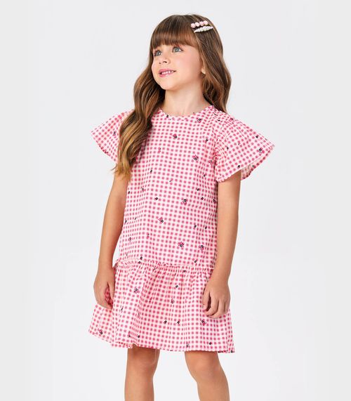 Vestido Popeline Estampado Trick Nick Rosa