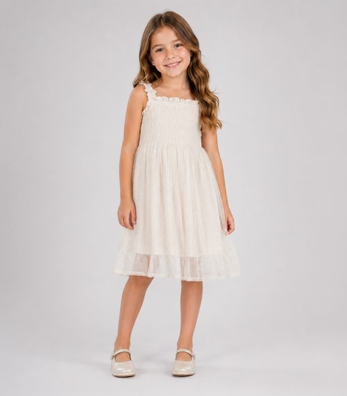 Vestido Menina Cotton Leve Trick Nick Bege