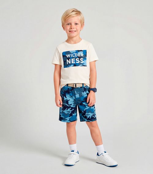 Conjunto Infantil Camiseta Com Bermuda Trick Nick Bege