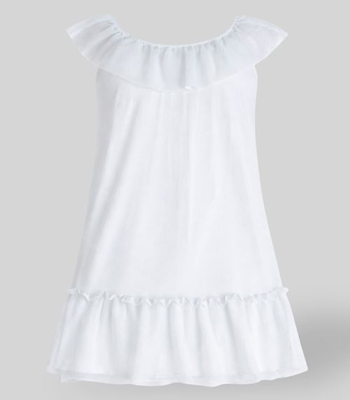 Vestido Tule Shine e Cotton Leve Trick Nick Bege