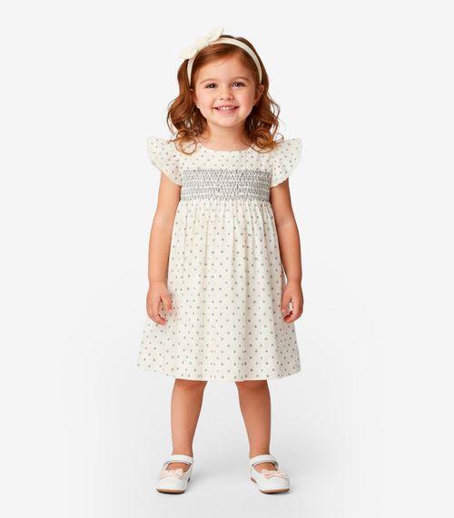 Vestido Infantil Tricoline Trick Nick Bege