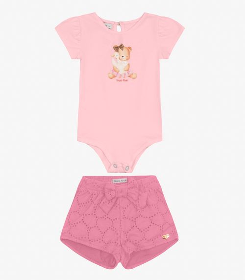 Conjunto Infantil Body com Shorts Trick Nick Rosa