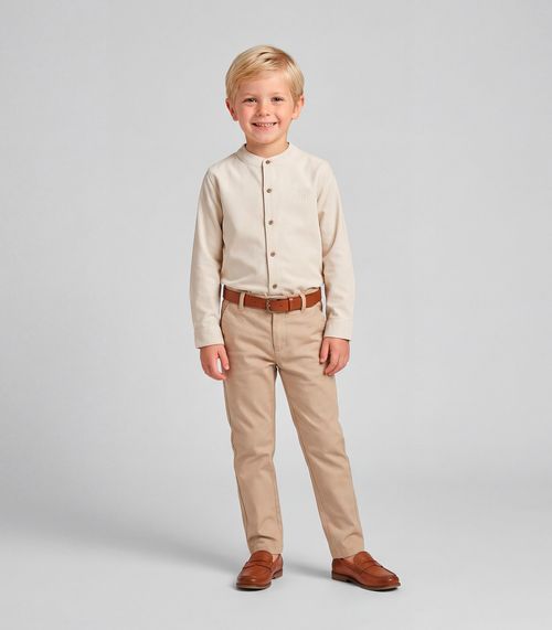 Camisa Infantil Menino Manga Longa Trick Nick Bege
