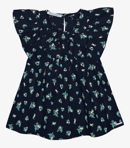 Vestido Infantil Popeline Com Laço Trick Nick Azul