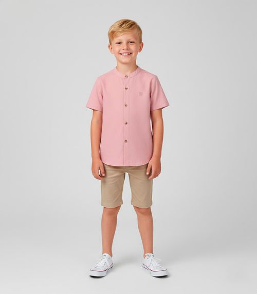 Camisa Menino em Viscose Sarjada Trick Nick Rosa
