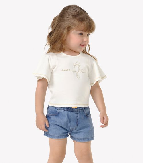 Conjunto Infantil Blusa Com Shorts Trick Nick Bege
