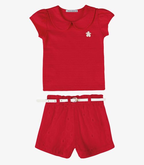 Conjunto Verão Menina Com Plaquinha Trick Nick Vermelho