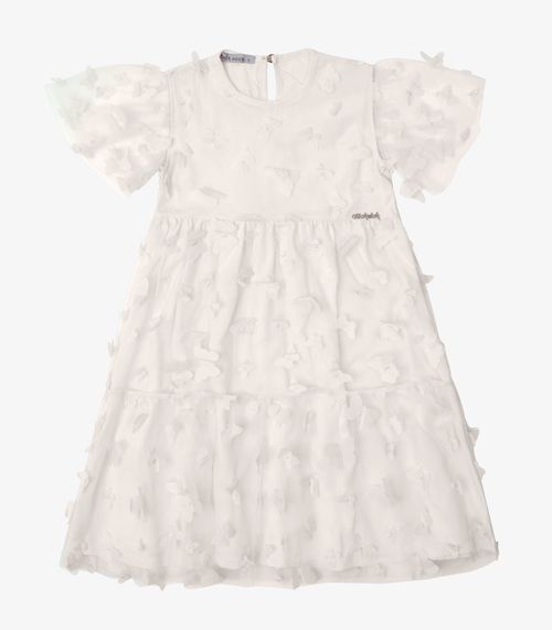 Vestido Verão Menina Midi Com Plaquinha Trick Nick Bege