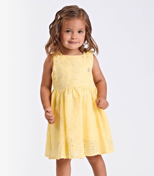 Vestido Verão Menina Midi Com Plaquinha Trick Nick Amarelo