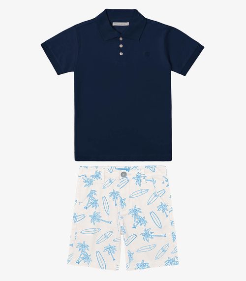 Conjunto Masculino Polo Com Bermuda Trick Nick Azul