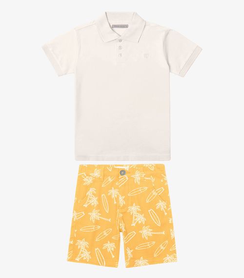 Conjunto Masculino Polo Com Bermuda Trick Nick Bege