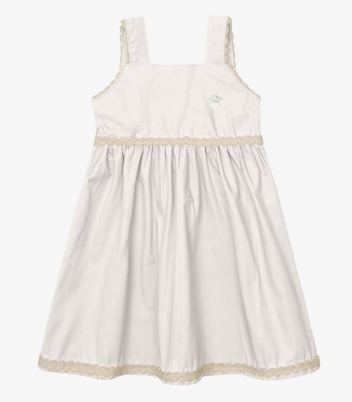 Vestido Verão Menina Midi Com Plaquinha Trick Nick Bege
