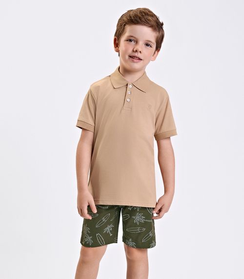 Conjunto Masculino Polo Com Bermuda Trick Nick Marrom