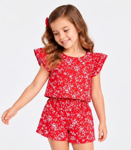 Conjunto Verão Infantil Feminino Trick Nick Vermelho