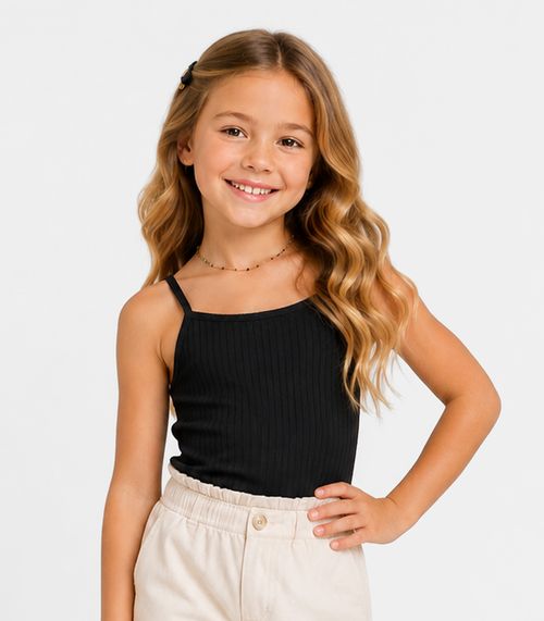 Blusa De Alça Infantil Feminino Trick Nick Preto