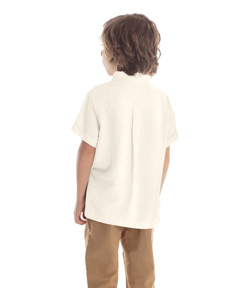 Camisa Infantil Masculina Com Botões Trick Nick Bege