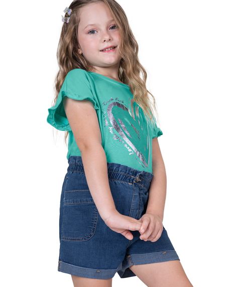 Conjunto Juvenil Blusa Com Shorts Trick Nick Verde
