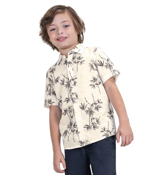 Camisa Infantil Menino Estampada Trick Nick Bege