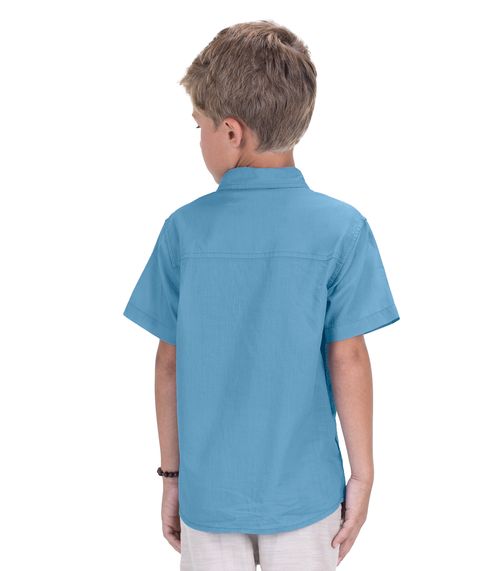 Camisa Infantil Menino Em Popeline Trick Nick Azul